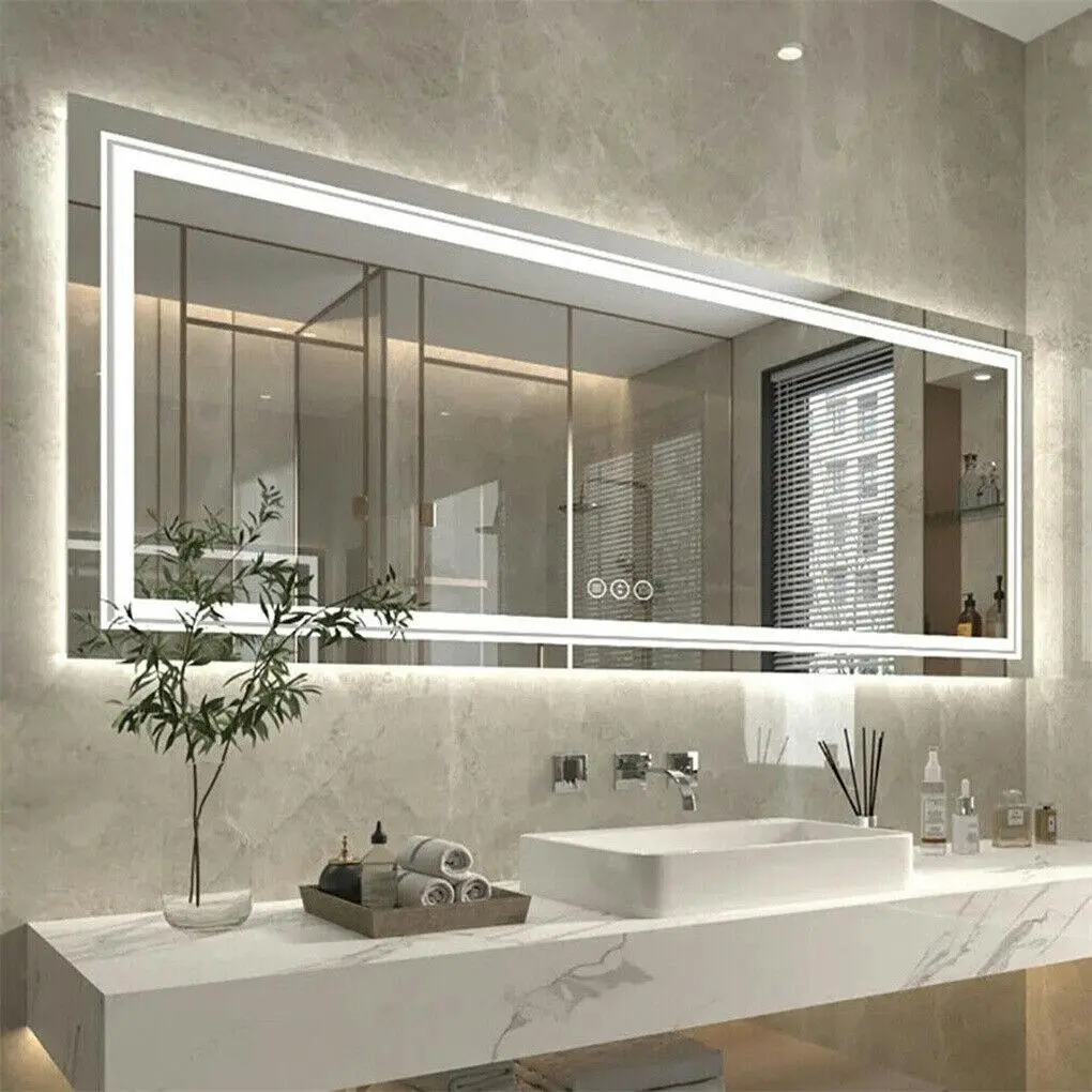 Fin 1500Mm Jumbo Led Illuminated Bathroom Mirror Defog Hd Vanity Mirror Dimmable Au - Home & Garden