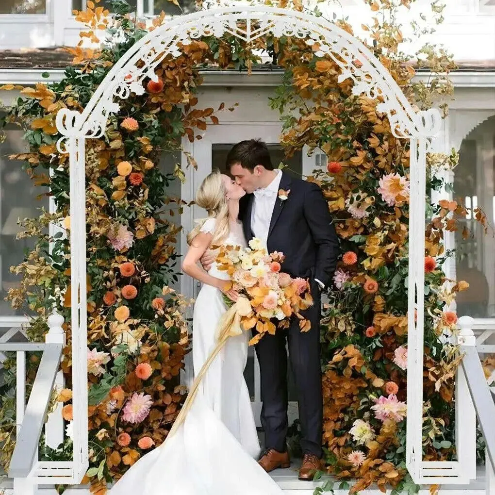 Fin Heavy Duty Metal Wedding Arch Stand Leaf Flower Pattern Garden Planter Trellis - Religious & Ceremonial