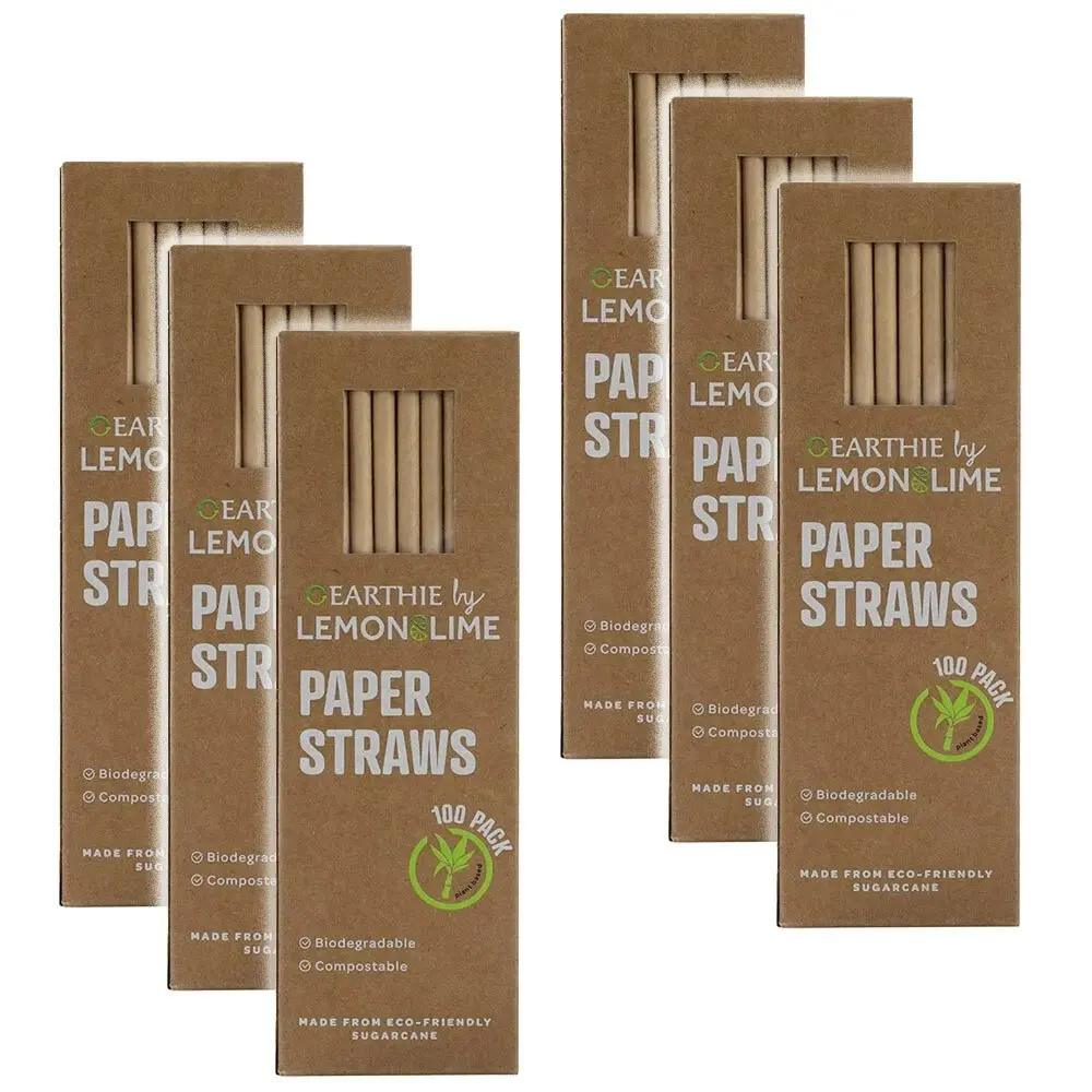600x Lemon & Lime 20cm Paper Straws Natural Drinks/Drinking/Party Eco Friendly - Hobbies