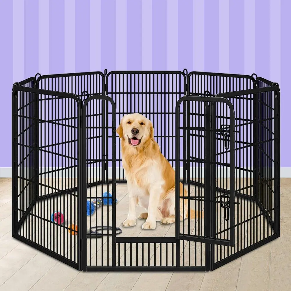 BEASTIE Pet Playpen 40 inch Large 8 Panel Fence Enclosure Dog Metal Exercise Pen - Pets