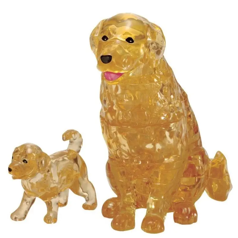 3D Crystal Puzzle: Golden Retriever with Puppy - Toys & Games
