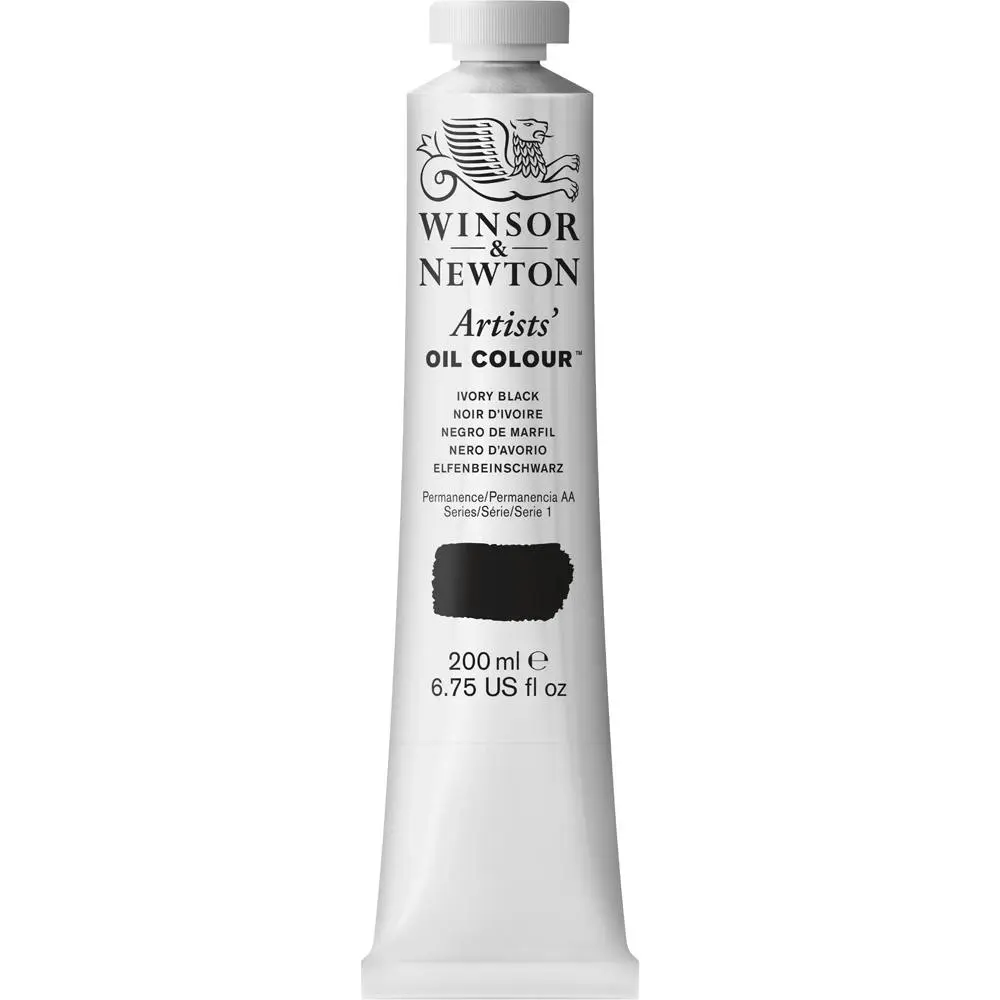 Winsor & Newton Artists Oil Colour 200ml Art Paint Tube Ivory Black Series 1 - Hobbies