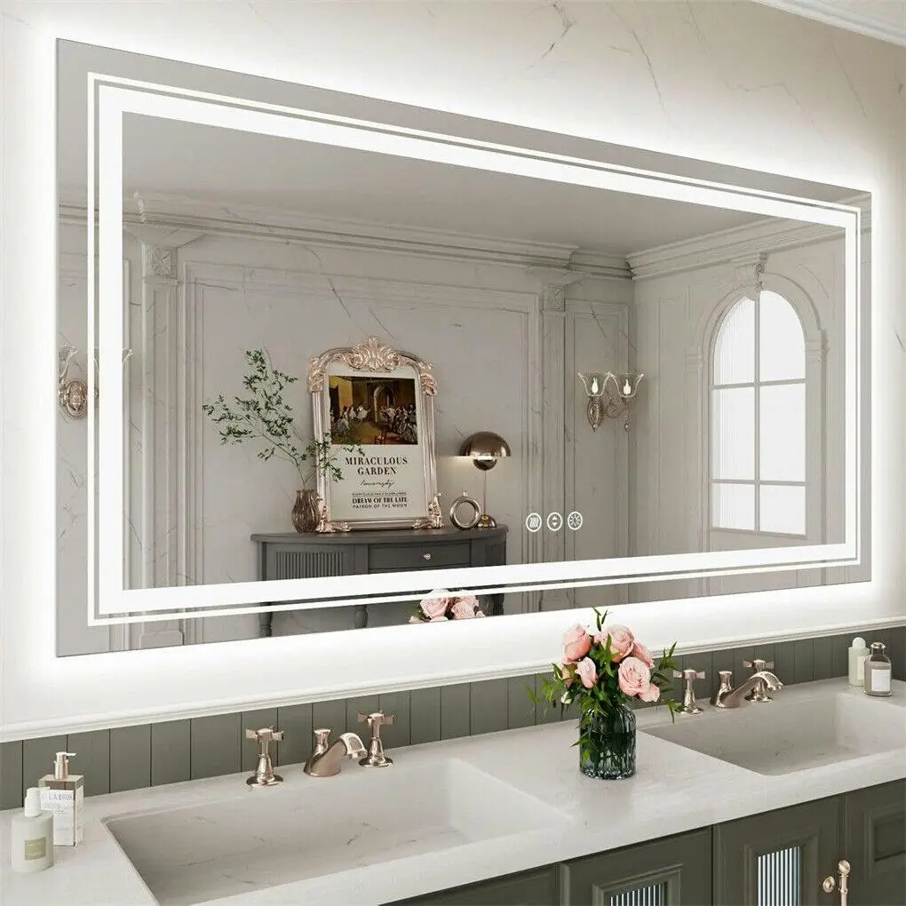 Fin 1600Mm Jumbo Bluetooth Led Bathroom Mirror Music Anti-Fog Vanity Mirror