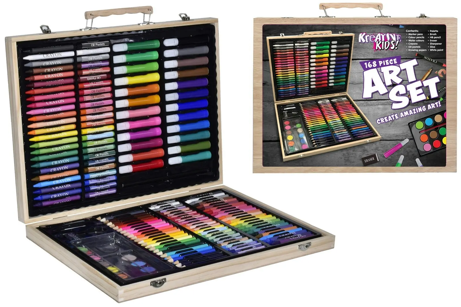 Art Set In Wooden Carry Case (168pcs) - Hobbies
