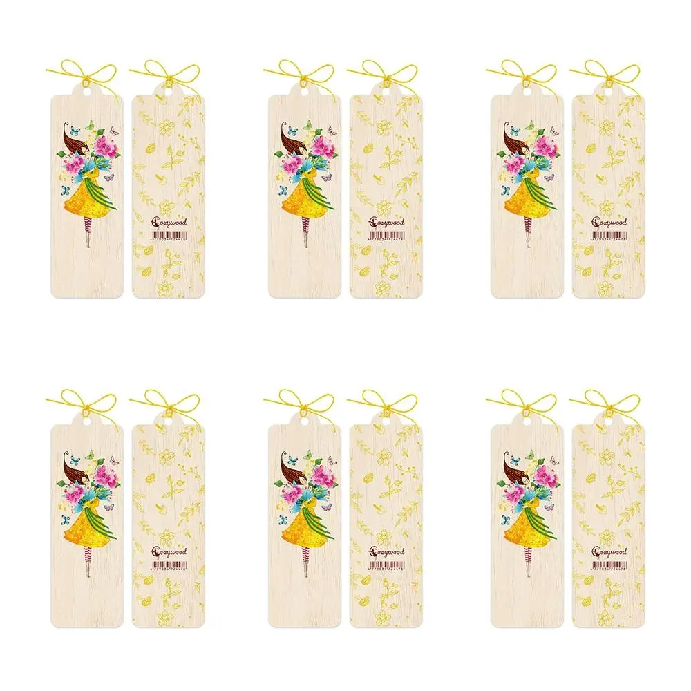 6x Cozywood Wooden Bookmark 4.5x14cm School Stationary w/ Waxed Ribbon The Hug - Office