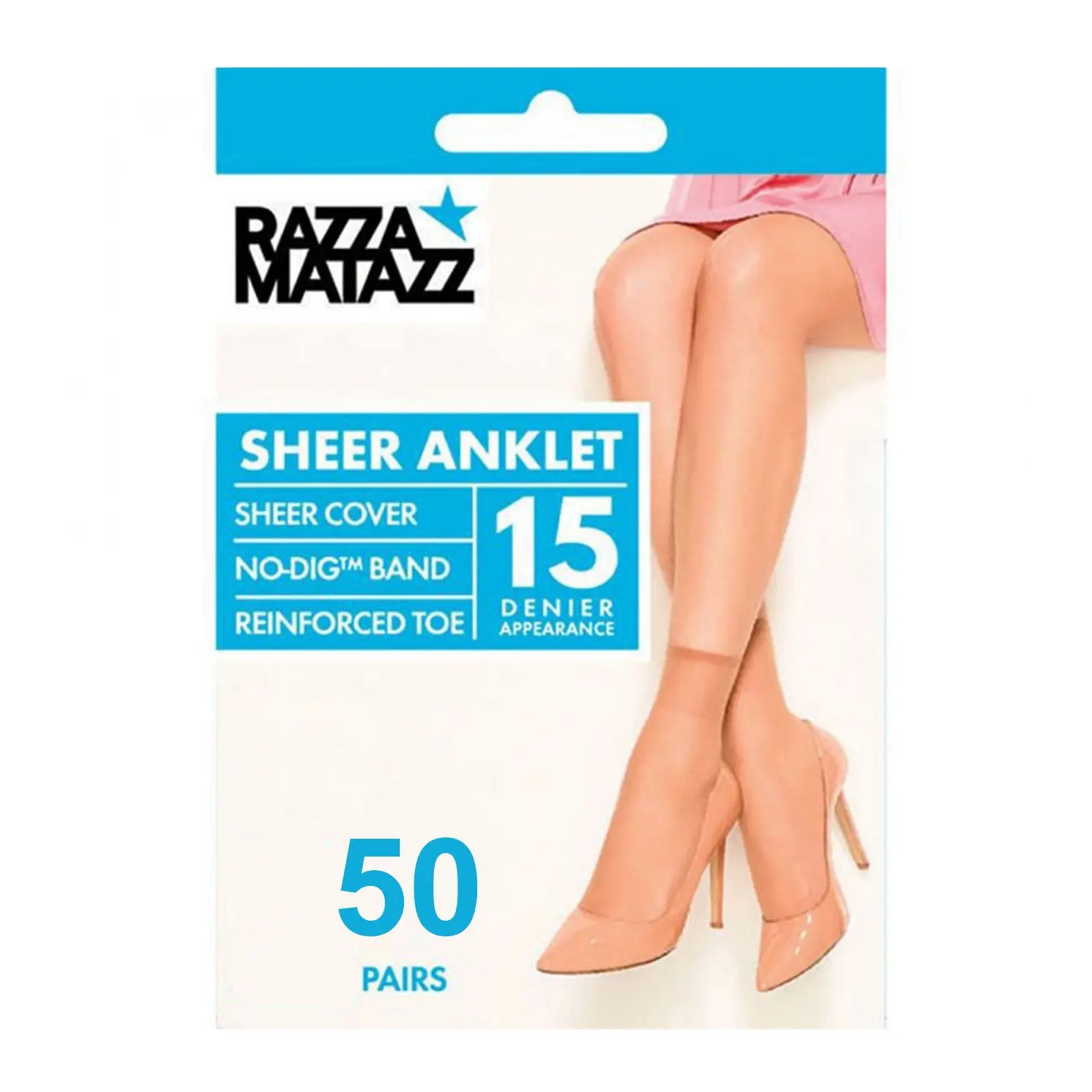 50 Pairs RazzaMatazz Sheer Anklet Women 15 Denier Socks Tan Brown Bulk H80044 - Fashion