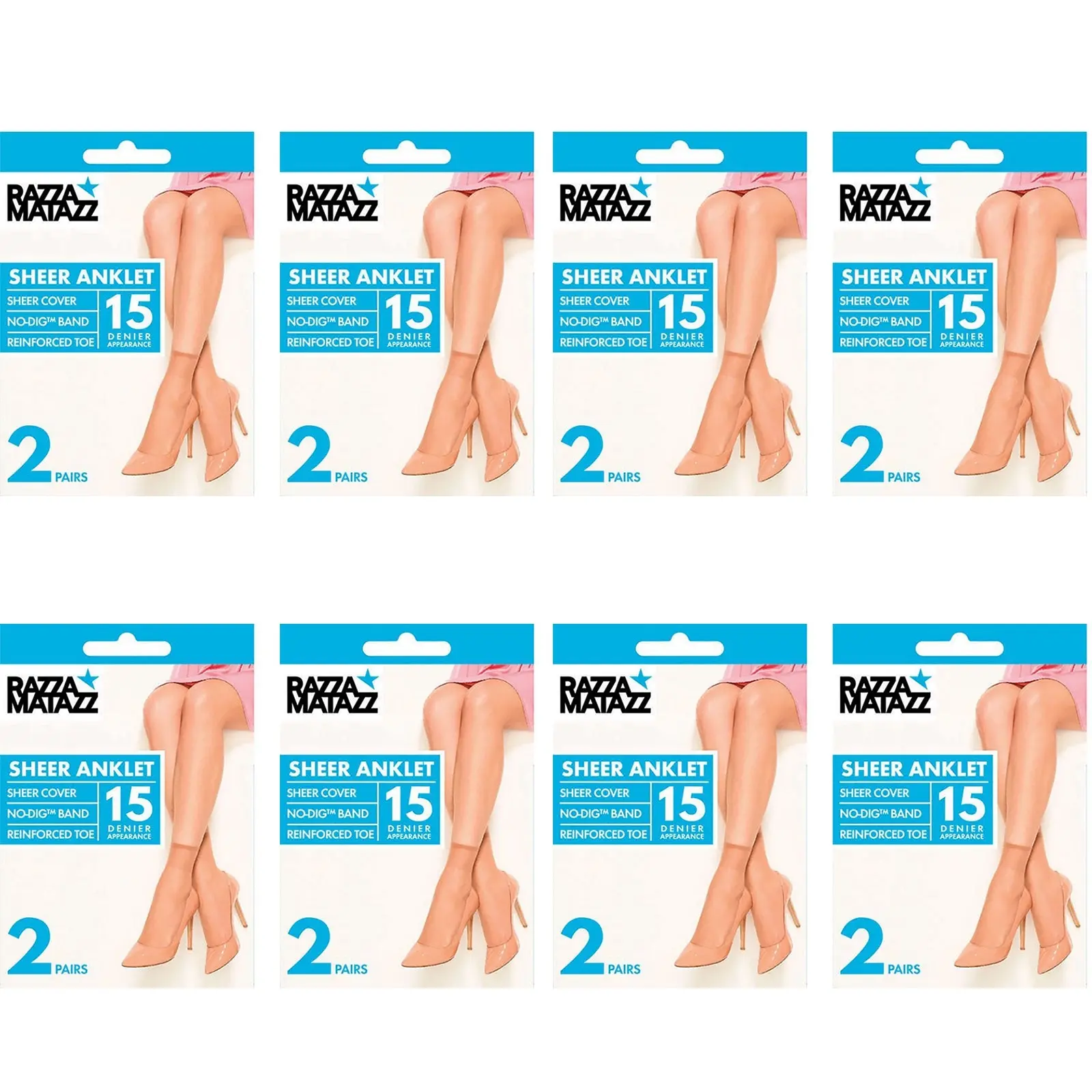 16 Pair RazzaMatazz Sheer Anklet Women Pantyhose Socks Tan Brown Bulk H80044 - Fashion
