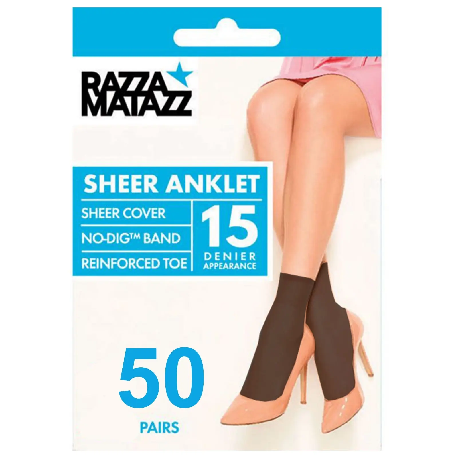 50 Pairs RazzaMatazz Sheer Anklet Women 15 Denier Socks Black Bulk H80044 - Fashion
