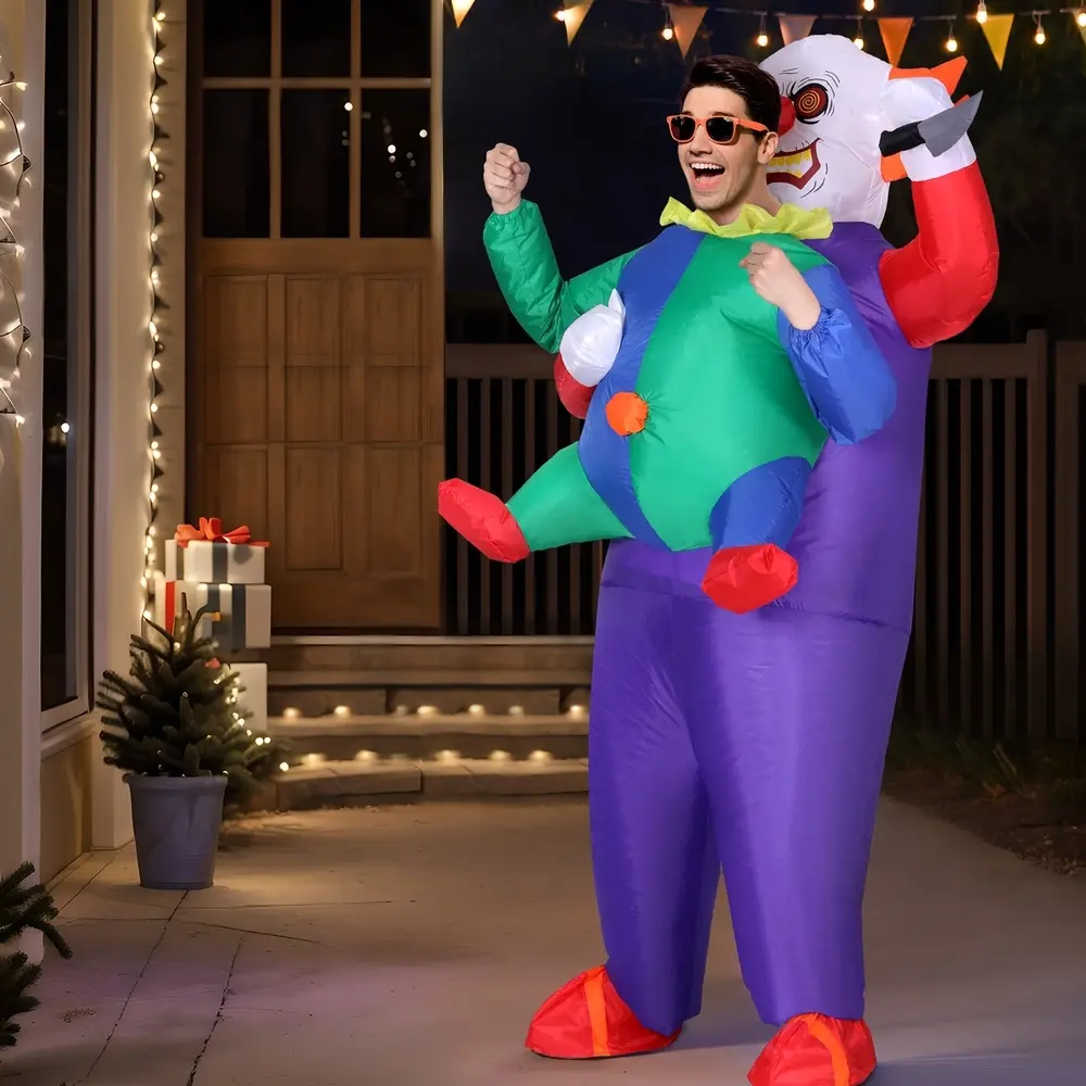 Inflatable Clown Costume Adult Suit Blow Up Party Fancy Dress Halloween Cosplay - Fashion