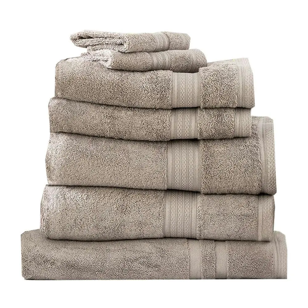 7pc Renee Taylor Bath Towel Set Stella 650 GSM Super Soft Bamboo Cotton Pewter - Home & Garden