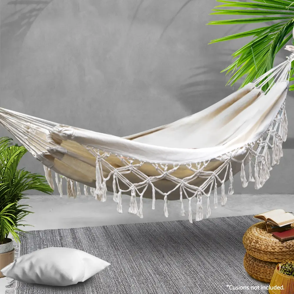 Gardeon Hammock Bed Rope Tassel Outdoor Hammocks Chair Camping - Furniture