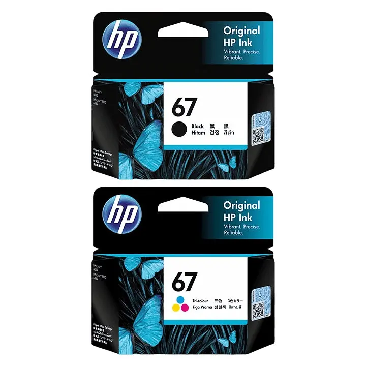 HP 67 Ink Cartridge Toner Black Cyan Magenta Yellow Value Pack Genuine Original - Electronics