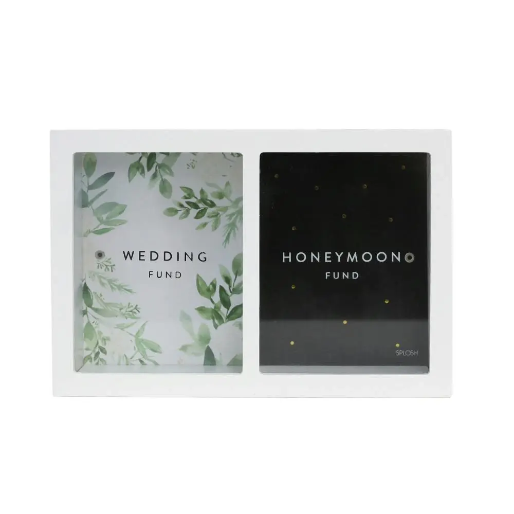 Splosh Wooden Wedding Double Change Box Money Storage 24x16cm Rectangle White - Hobbies