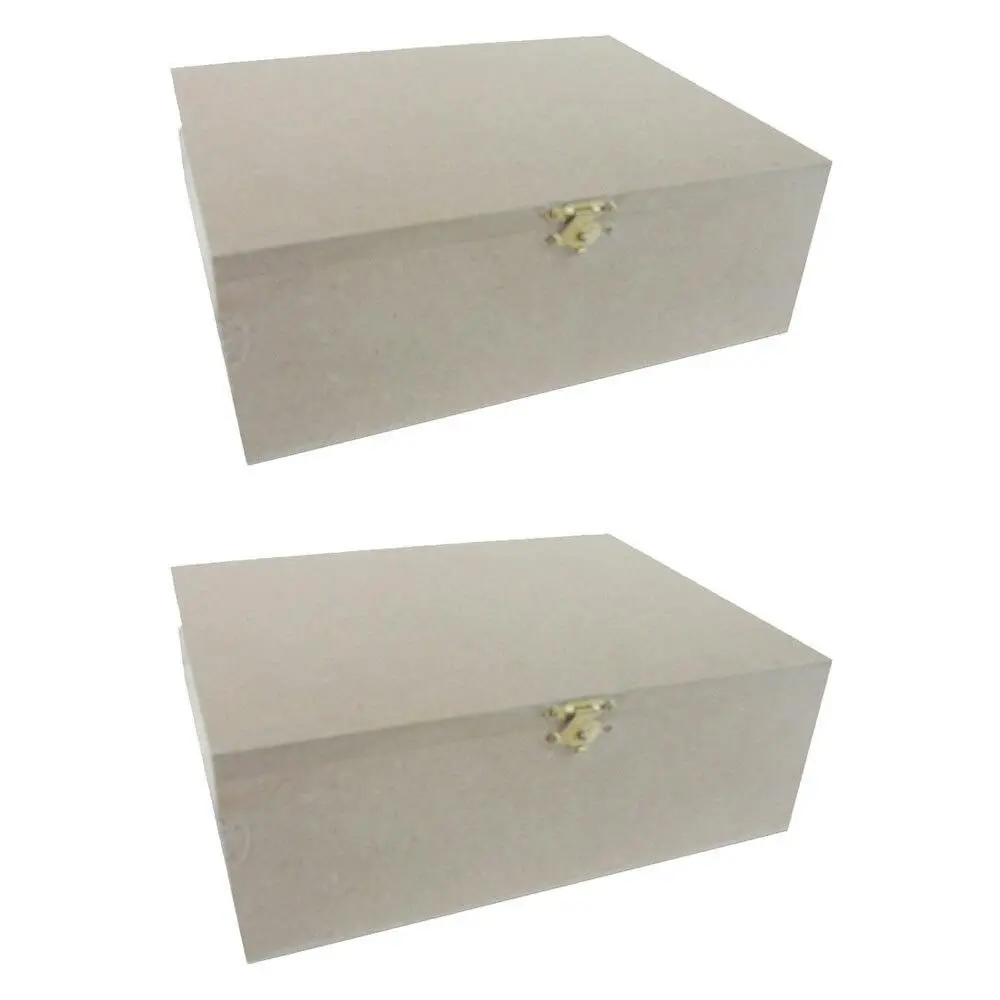 2x Boyle Craftwood 20x18cm Art/Craft Wooden Storage Box Organiser w/ Catch Large - Home & Garden