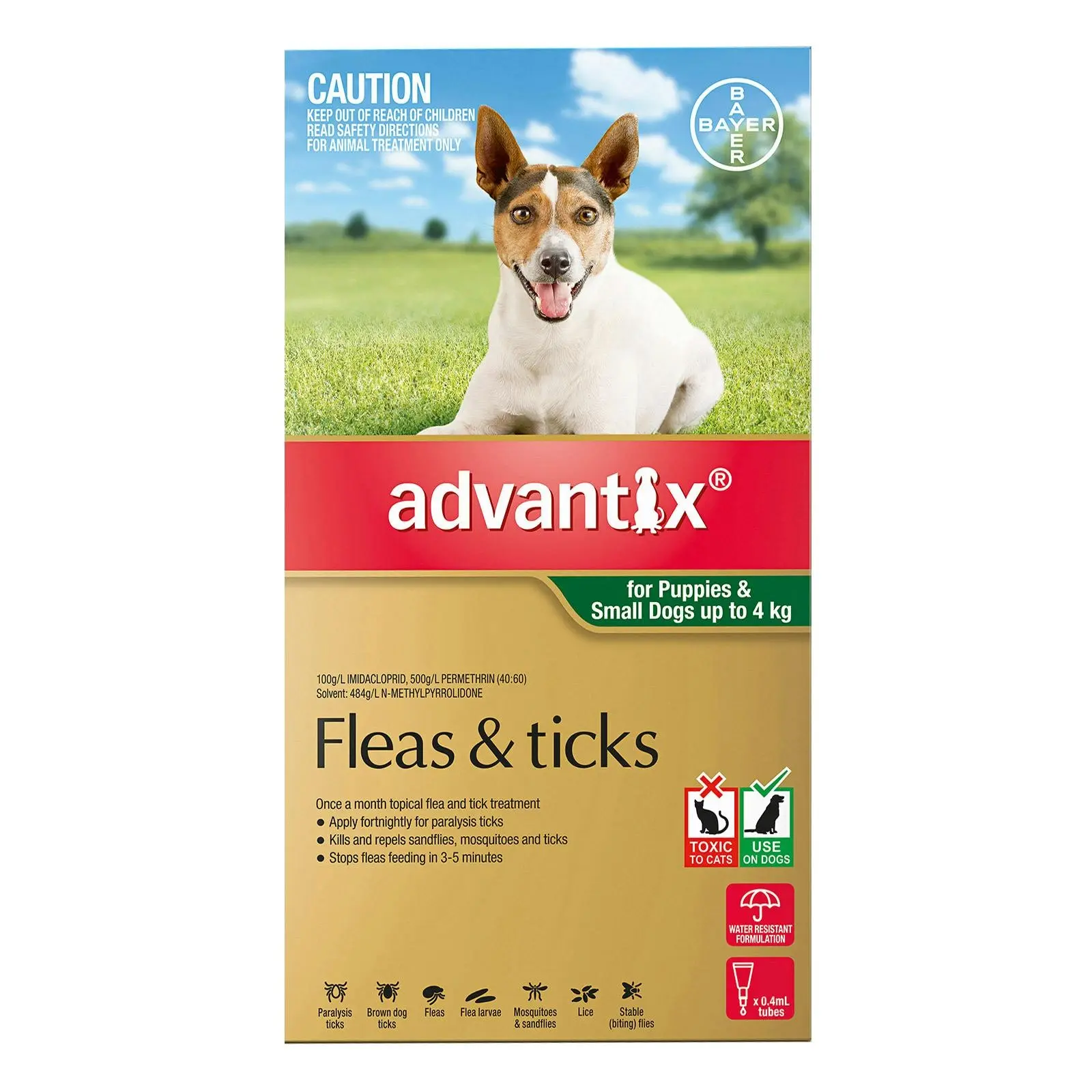 Advantix For Small Dogs & Pups Up To 4Kg (Green) 3 Pack - Save up to 70% Off Pet Supplies