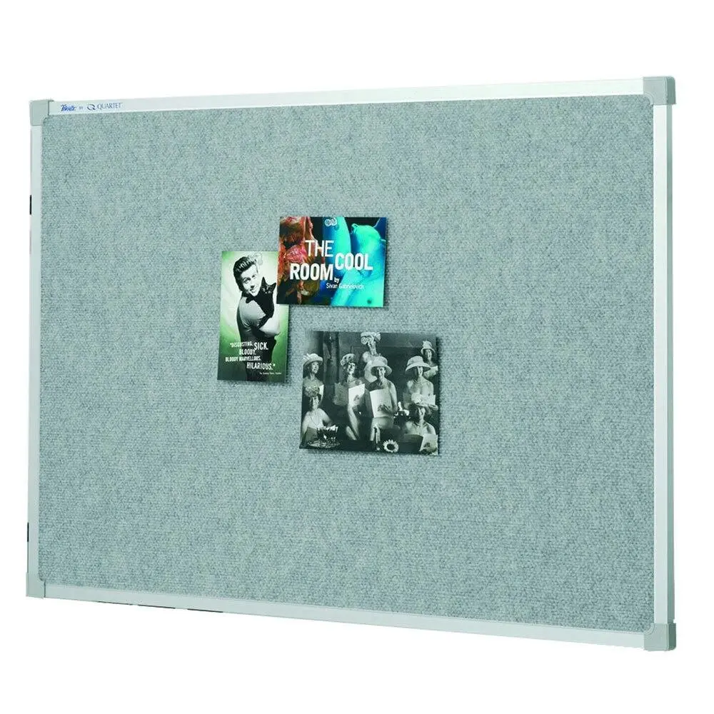Quartet Penrite 90x60cm Office/School Fabric Pinboard w/ Aluminium Frame Silver - Back to School Specials