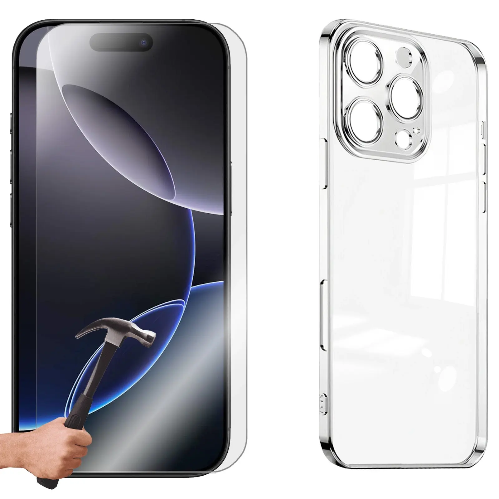 For Apple iPhone 16 PRO Phone Case Cover and Tempered Glass Screen Protector Guard - Electronics