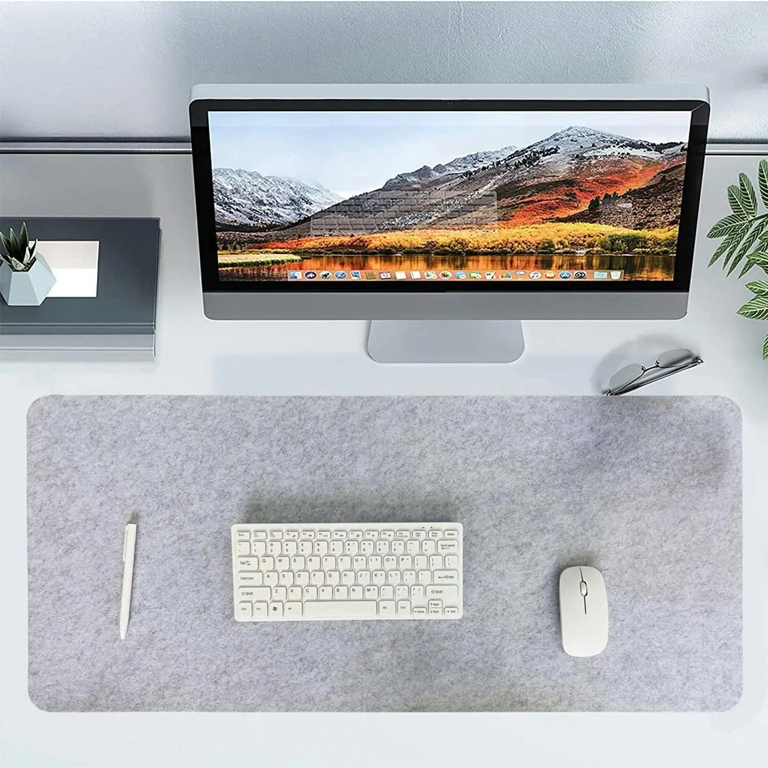 Extra Large Grey Felt Wool Desk Mat Pad for Keyboard and Mouse - Electronics