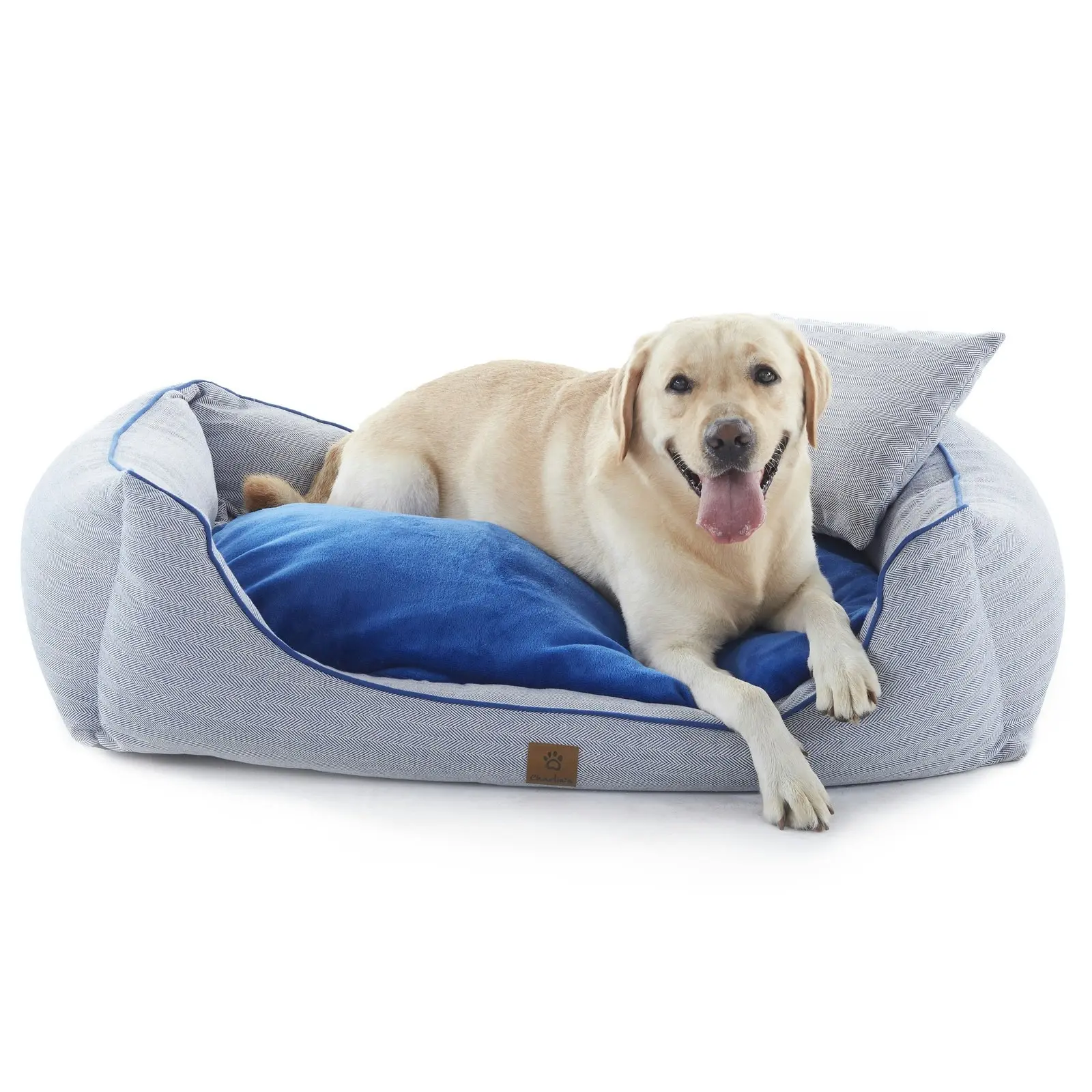 Charlie's Hampton Herringbone 3pc Dog Bed Blue Large - Pets