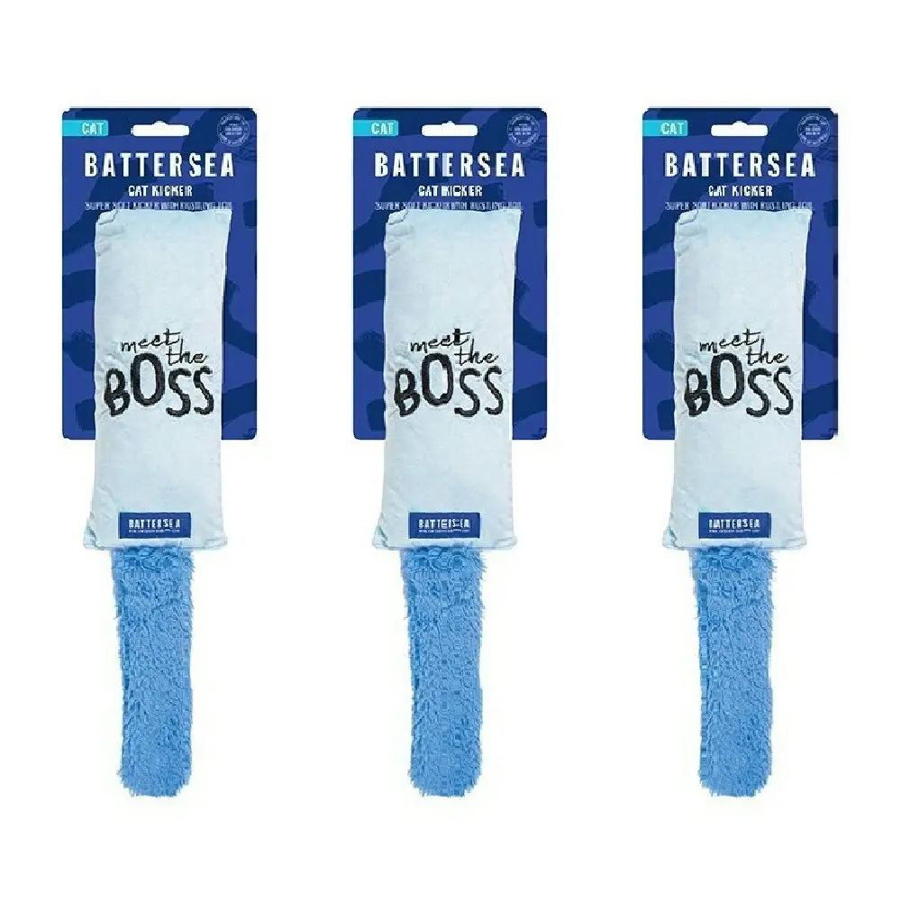3x Rosewood Battersea Meet The Boss Catnip Kicker Pet/Cat Interactive Toy Blue - Pets