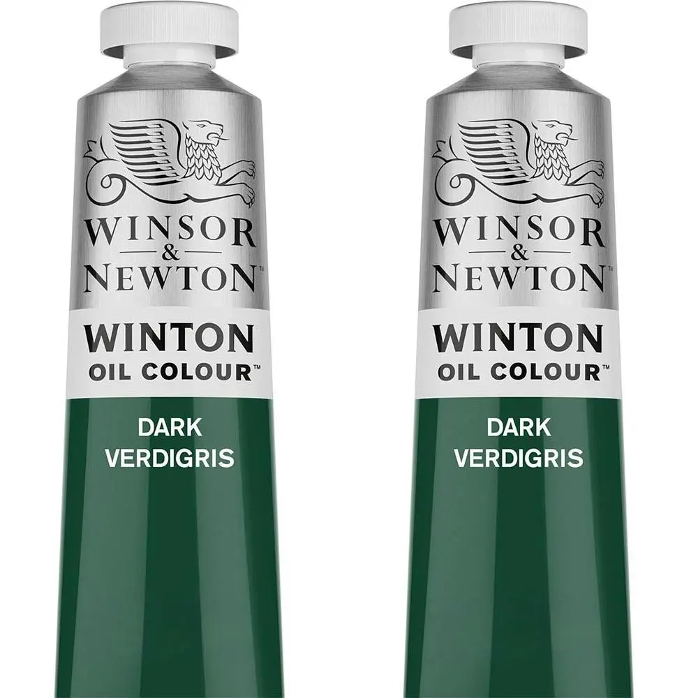 2x Winsor & Newton 200ml Winton Oil Colour Paint Artist/Craft Dark Verdigris - Hobbies