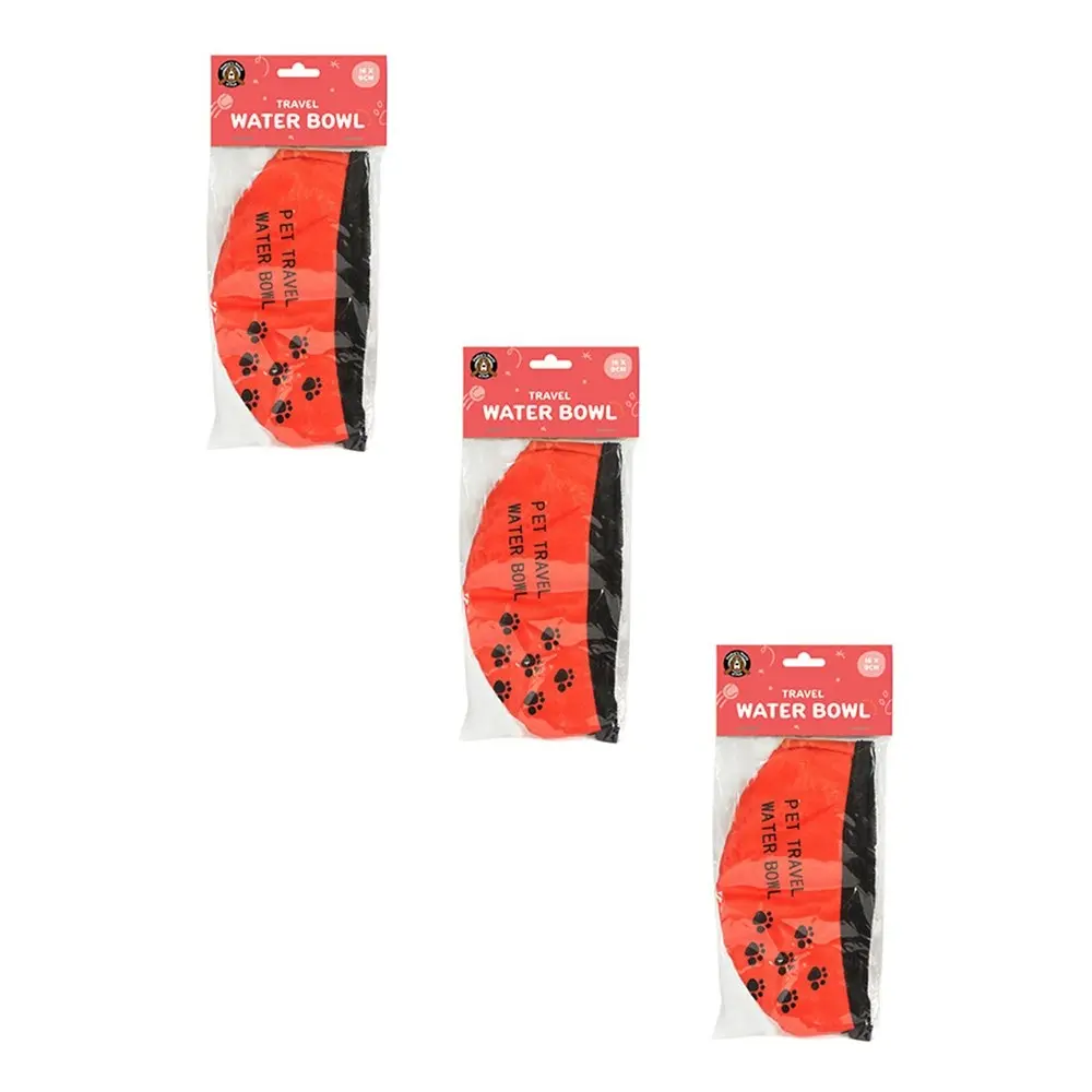 3x Dudley's World Of Pets Pet Travel Fold Up Portable Water Bowl Assorted