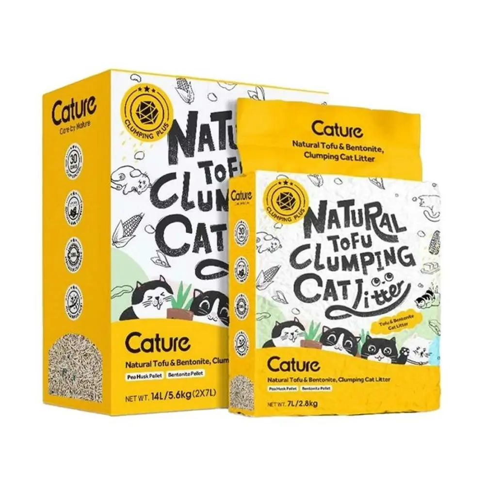 Cature 14L/5.6kg Tofu Waste Clumping Cat Litter Pellet & Bentonite Absorbent - Pets