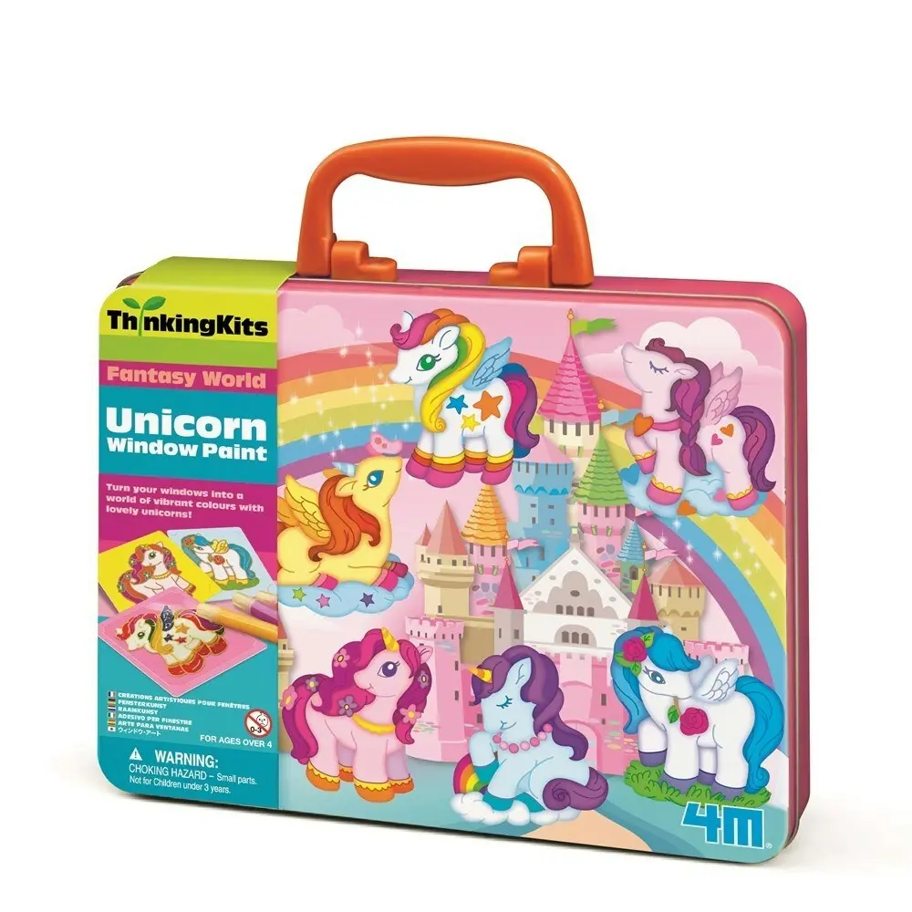 4M Thinking Unicorn Window Paints w/ Carry Case Kids Art/Craft Activity 4y+ - Hobbies
