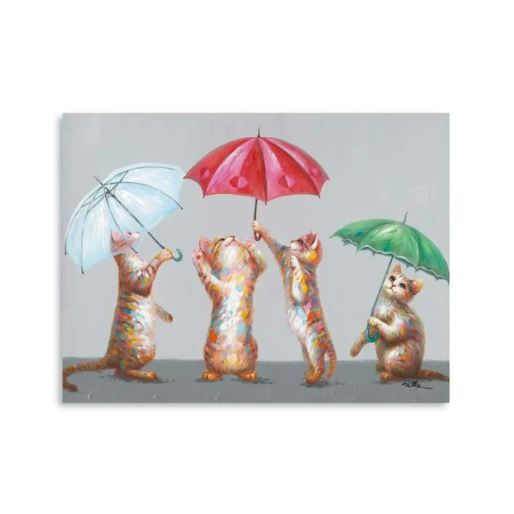 Cats w. Umbrellas Canvas Print - Home & Garden