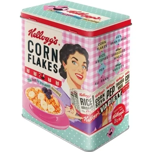 Nostalgic Art 20cm/3L Tin Box Storage Kellogg's Happy Hostess Corn Flakes Large - Home & Garden