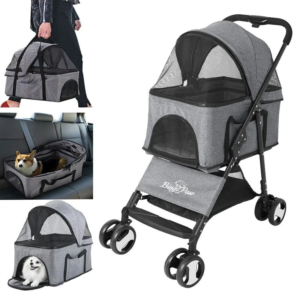 All-Terrain Pet Stroller with One-Click Fold and Carrier