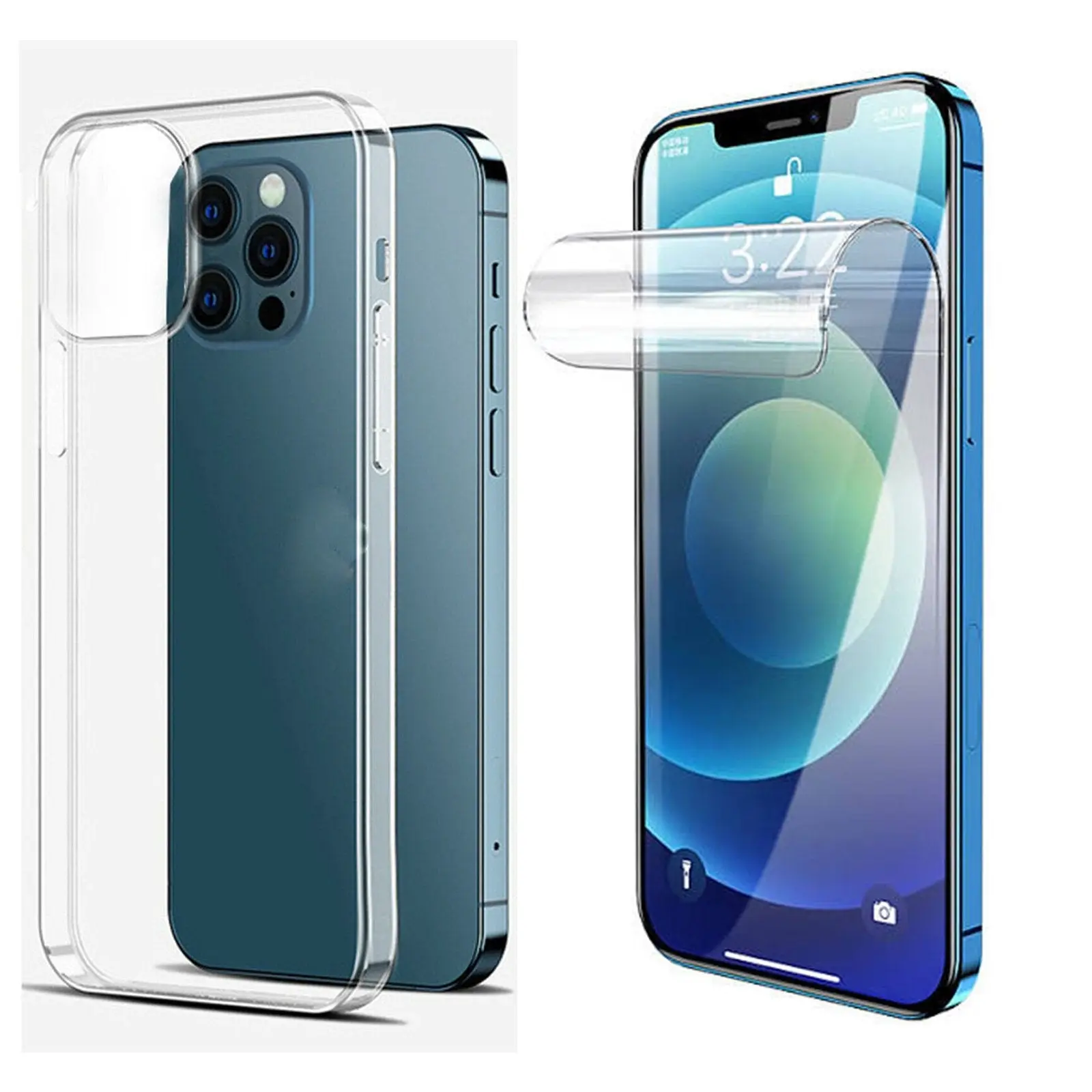 For Apple iPhone 13 Pro Max Clear Phone Case Cover and Soft Screen Protector - Electronics