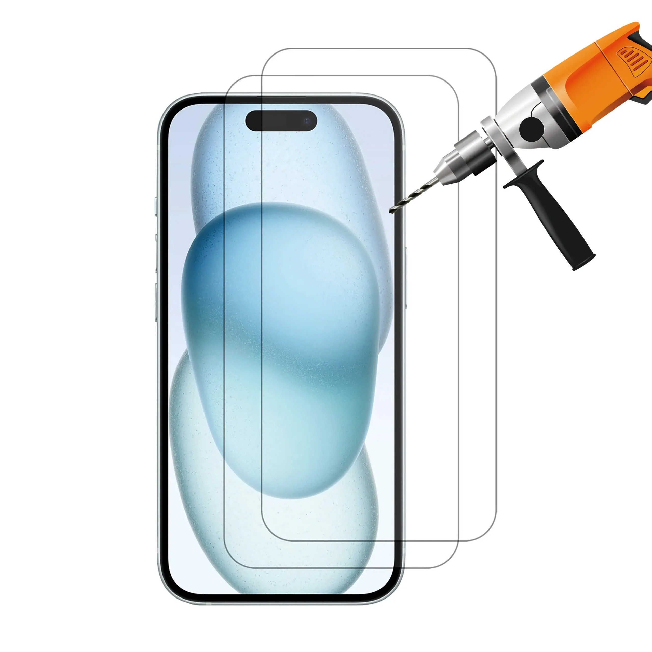 2pcs 9H Tempered Glass Screen Protector Guard for Apple iPhone 15 Front - Electronics