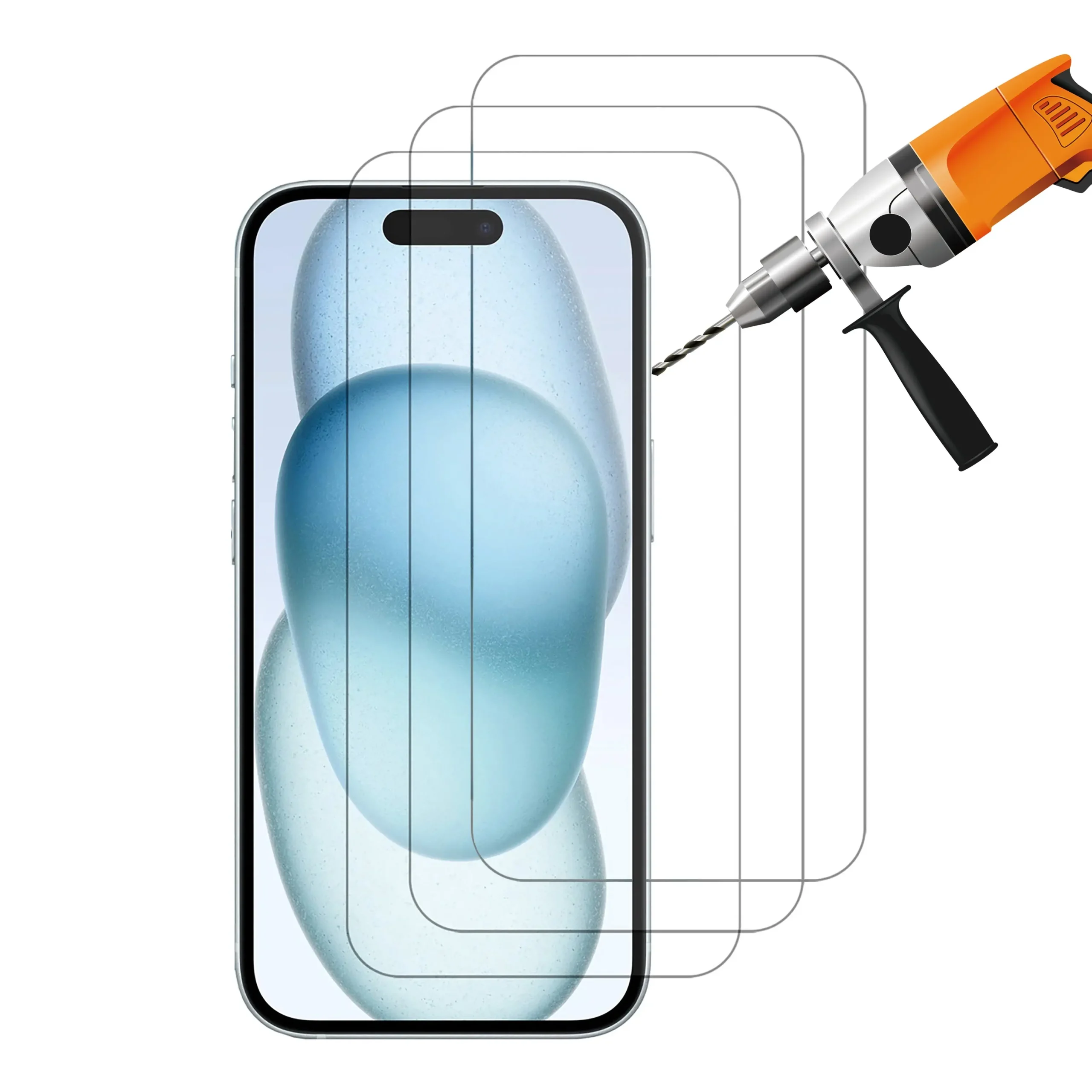 3pcs 9H Tempered Glass Screen Protector Guard for Apple iPhone 15 Front - Electronics