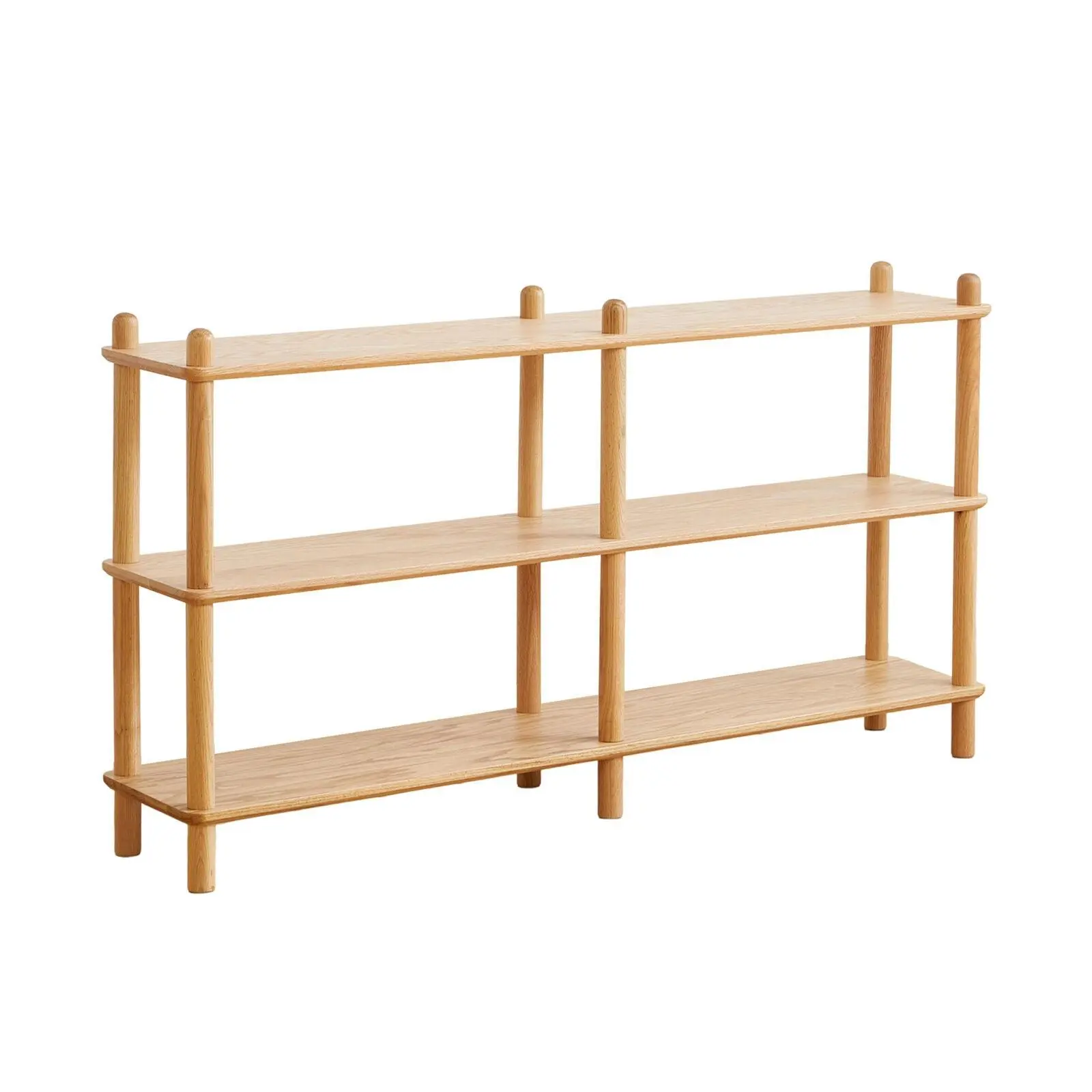 2 Tier Solid Oak Wood Tall Display Shelf Bookshelf Storage Rack Stand - Furniture