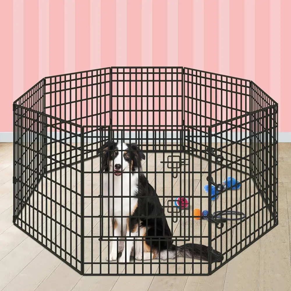 BEASTIE Pet Playpen 36 inch Large 8 Panel Fence Enclosure Dog Metal Exercise Pen - Pets