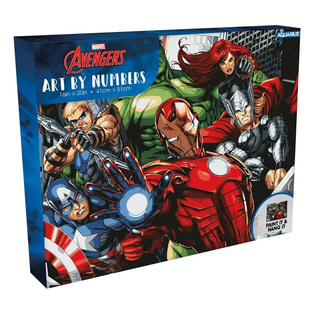 AQUARIUS Marvel Avengers Assemble Art by Numbers 41x51cm DIY Kids Paint Kit - Hobbies