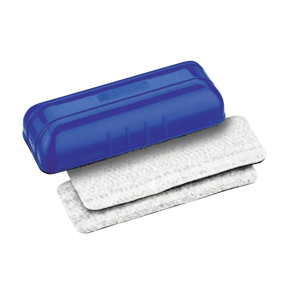 Quartet Magnetic Eraser Cleaner w/ 2x Refill Soft Felt Pads For Whiteboard Blue - Office