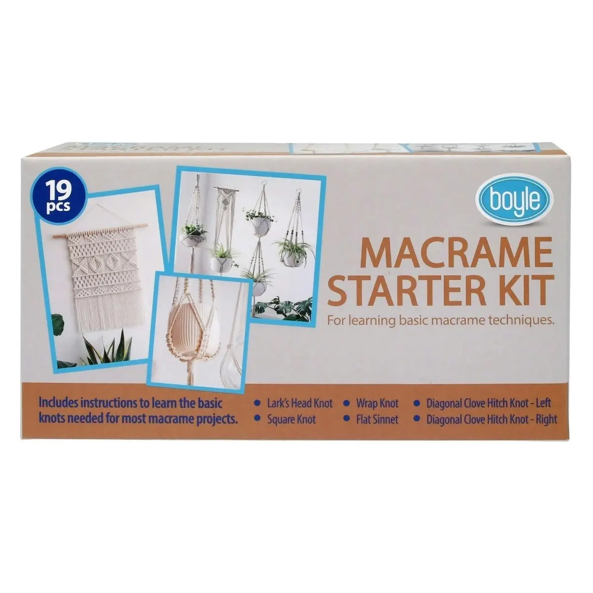 19pc Boyle Macrame Starter Kit DIY Activity Project w/ Wooden Dowels/Rings/Beads - Hobbies