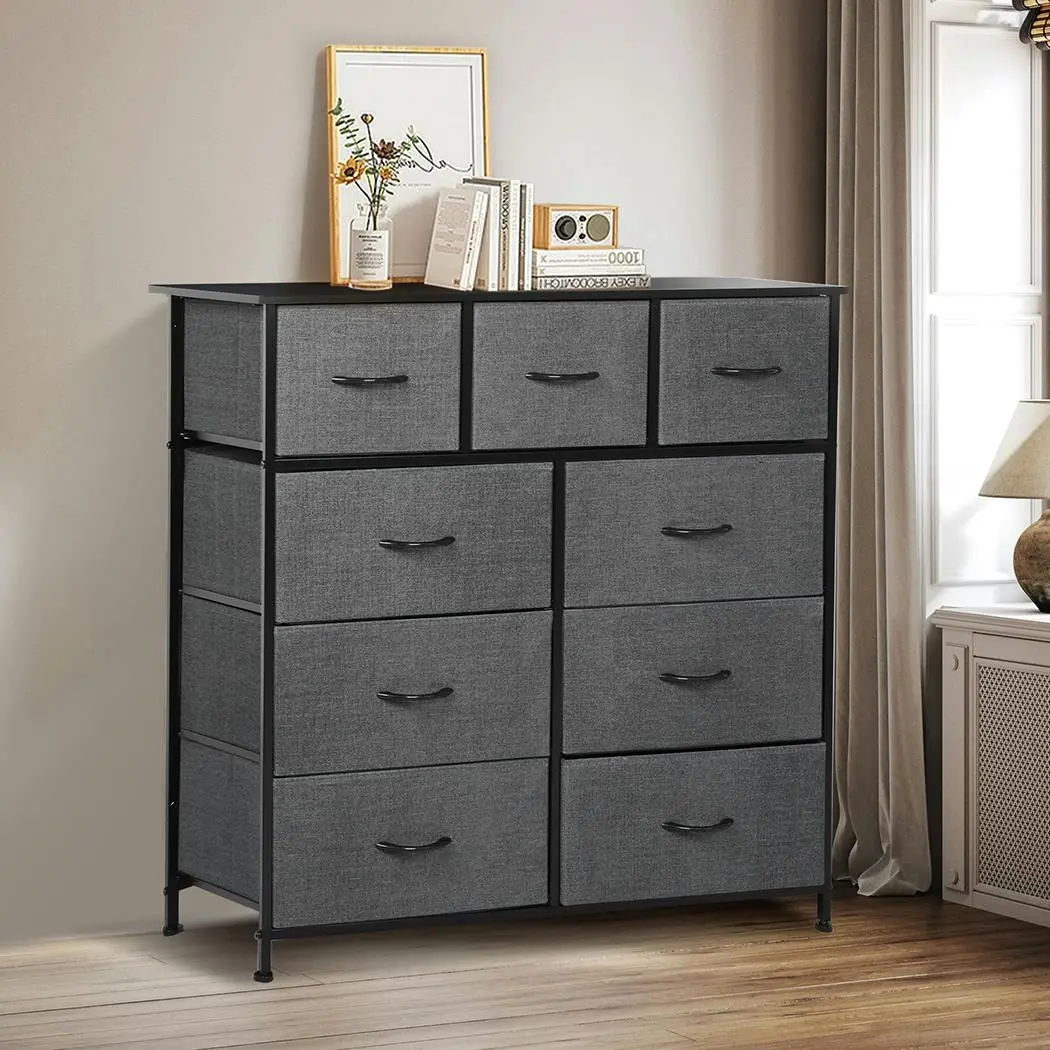 Levede 9 Chest of Drawers Storage Cabinet Tower Dresser Tallboy Drawer Retro - Furniture