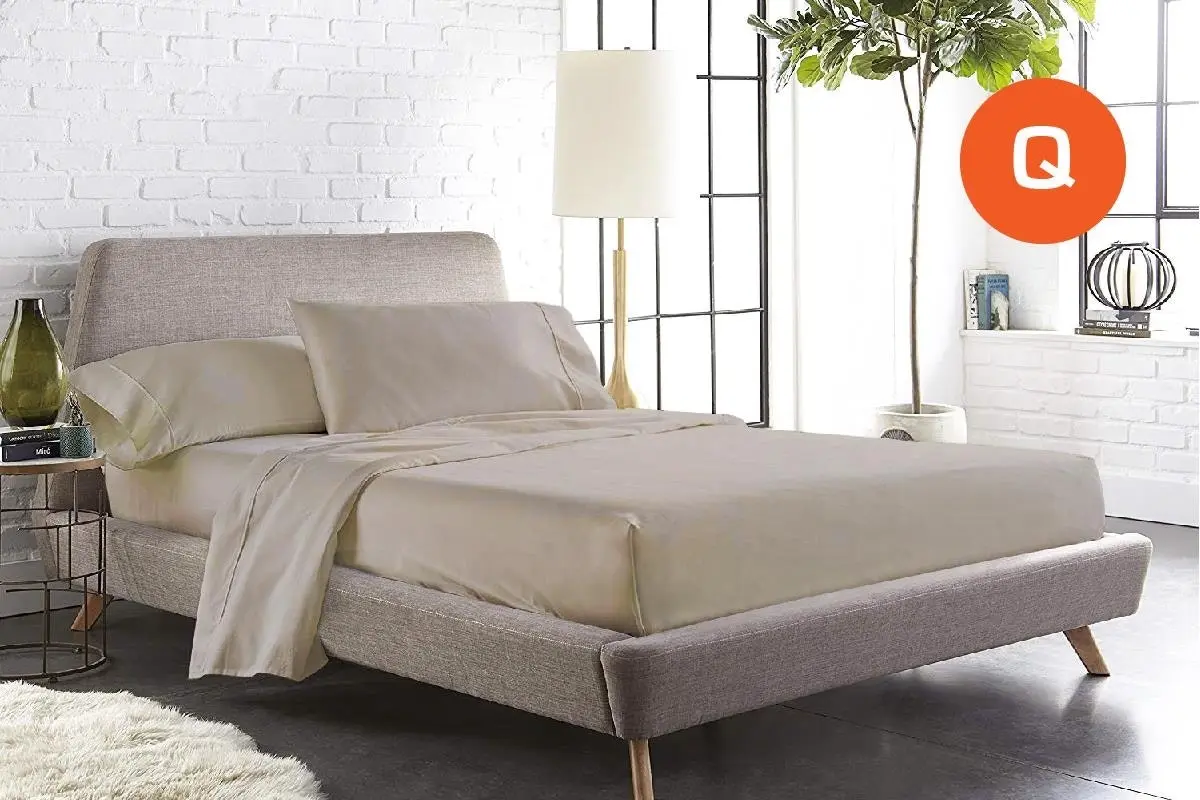 Queen Size Linen Color 1000TC 100% Cotton Fittd Sheet Flat Sheet Pillowcase Set - Home & Garden
