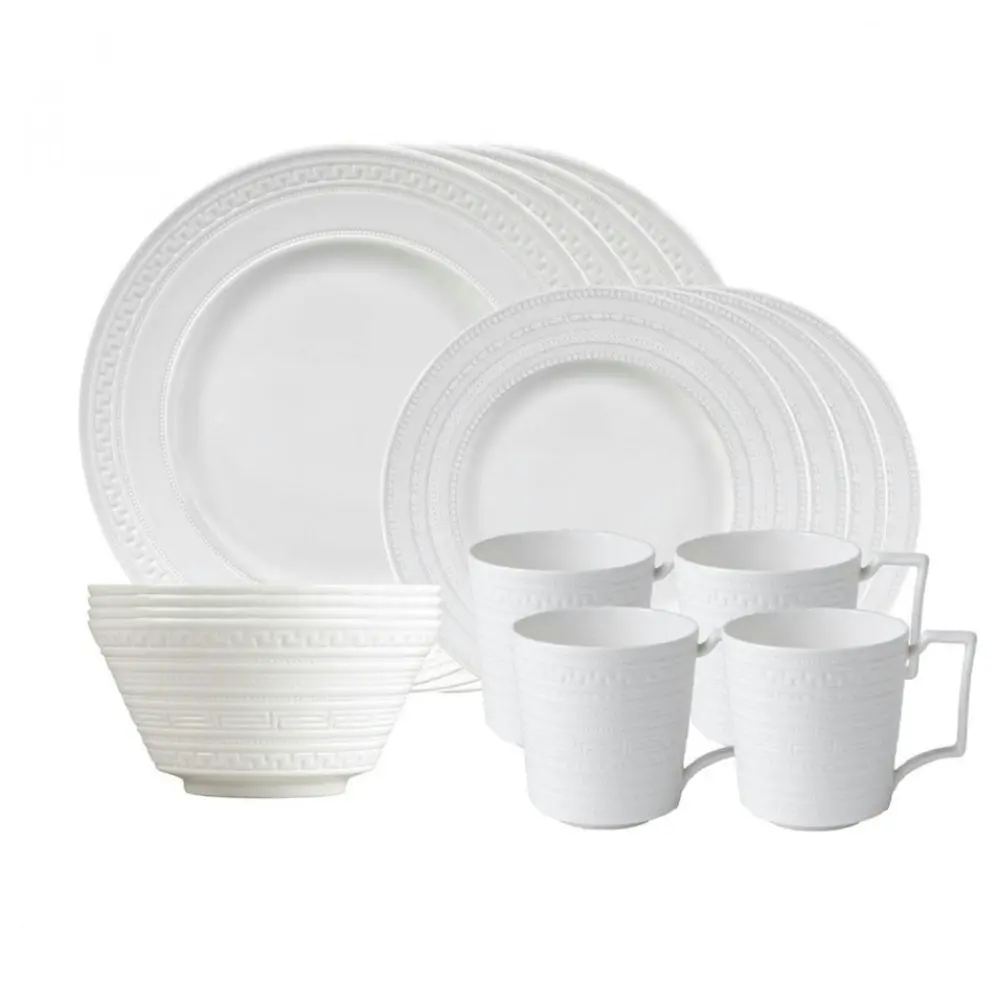 Wedgwood Intaglio 16pc Dinner Set of 16 | White - Home & Garden