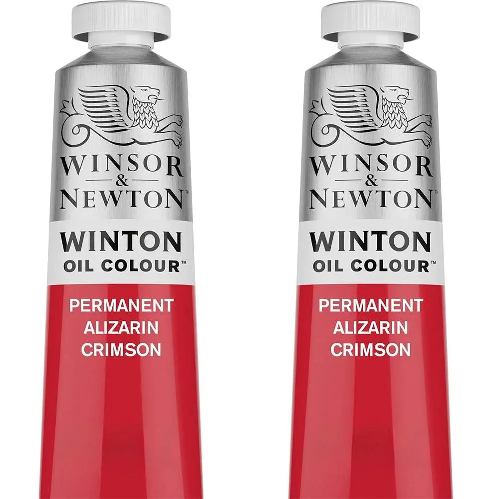 2x Winsor & Newton 200ml Winton Oil Colour Paint Permt Alizarin Crimson 004 - Hobbies