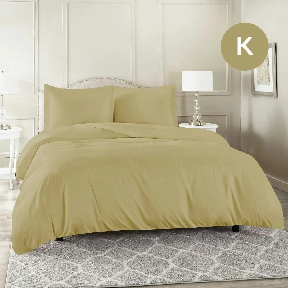 King Size Linen Color 1000TC 100% Cotton Quilt Doona Duvet Cover Pillowcase Set - Home & Garden