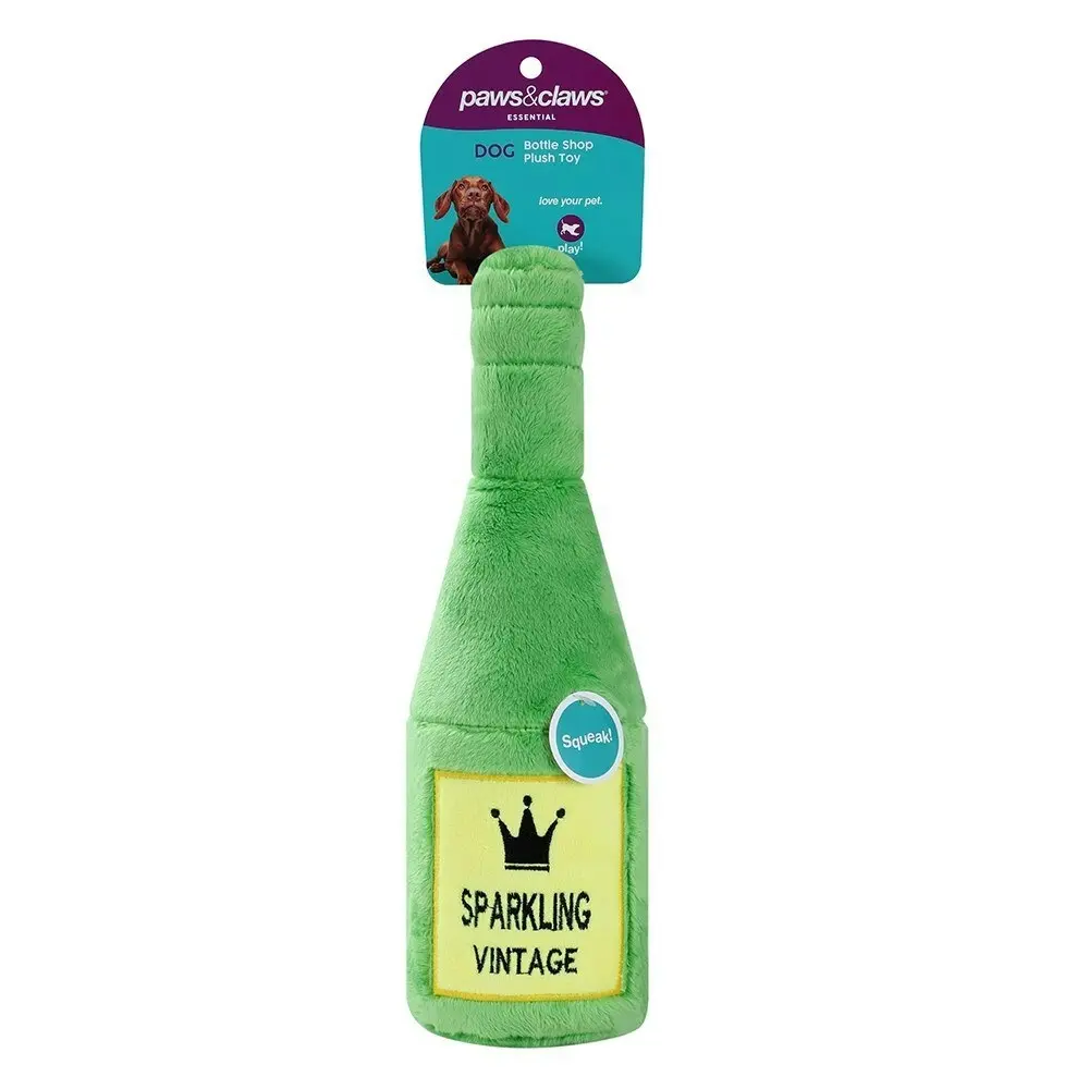 Paws & Claws Bottle Shop Sparkling Plush/Soft Dog/Pet Interactive Toy 31x10cm - Pets