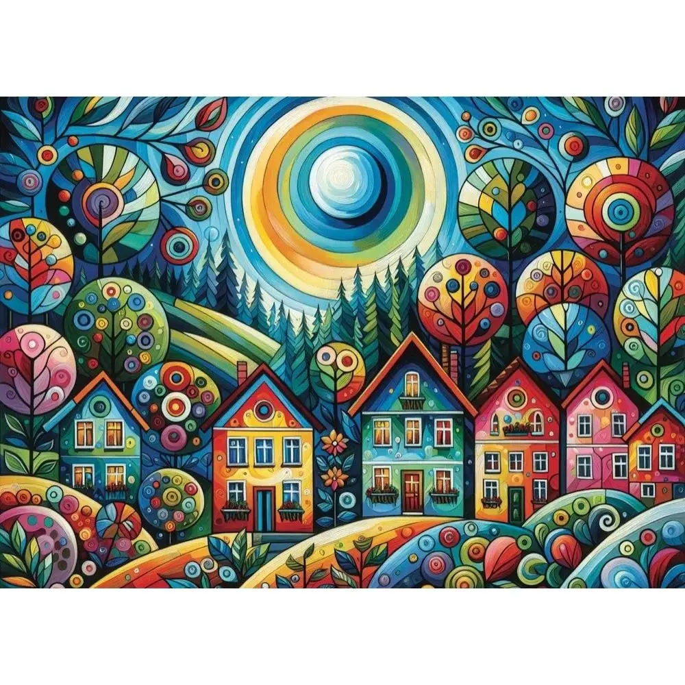 1000pc Lovely Colorful Village Jigsaw Puzzle - Toys & Games