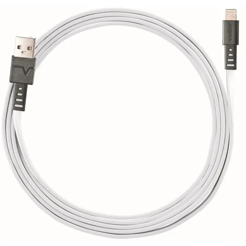 Ventev 6ft Flat USBA/Lightning Car/Wall Charging/Sync Cable for iPhone/iPad WHT - Electronics