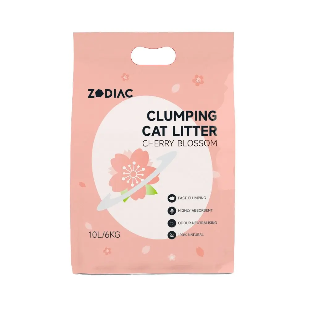 Zodiac 10L/6kg Clumping Bentonite Clay Pet Cat Litter Absorbent Cherry Blossom - Pets