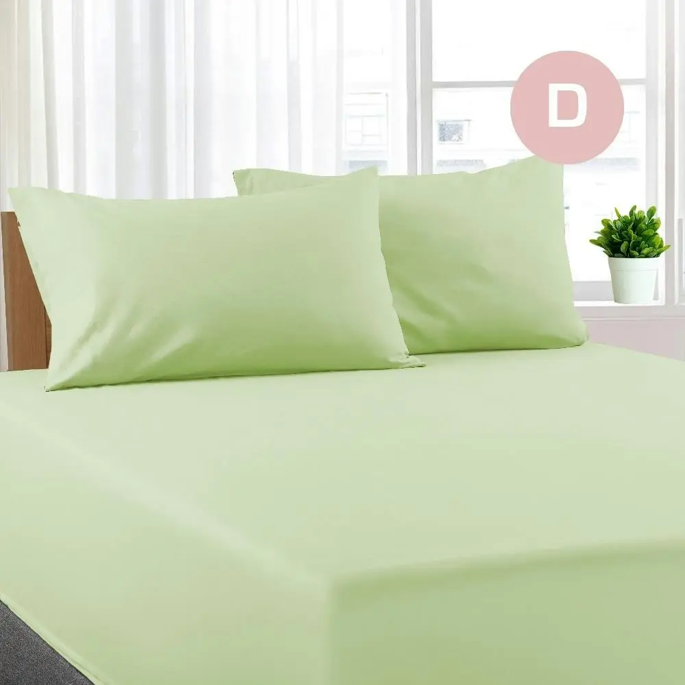 Double Size Pistachio Color Poly Cotton Fitted Sheet + Pillowcase - Home & Garden