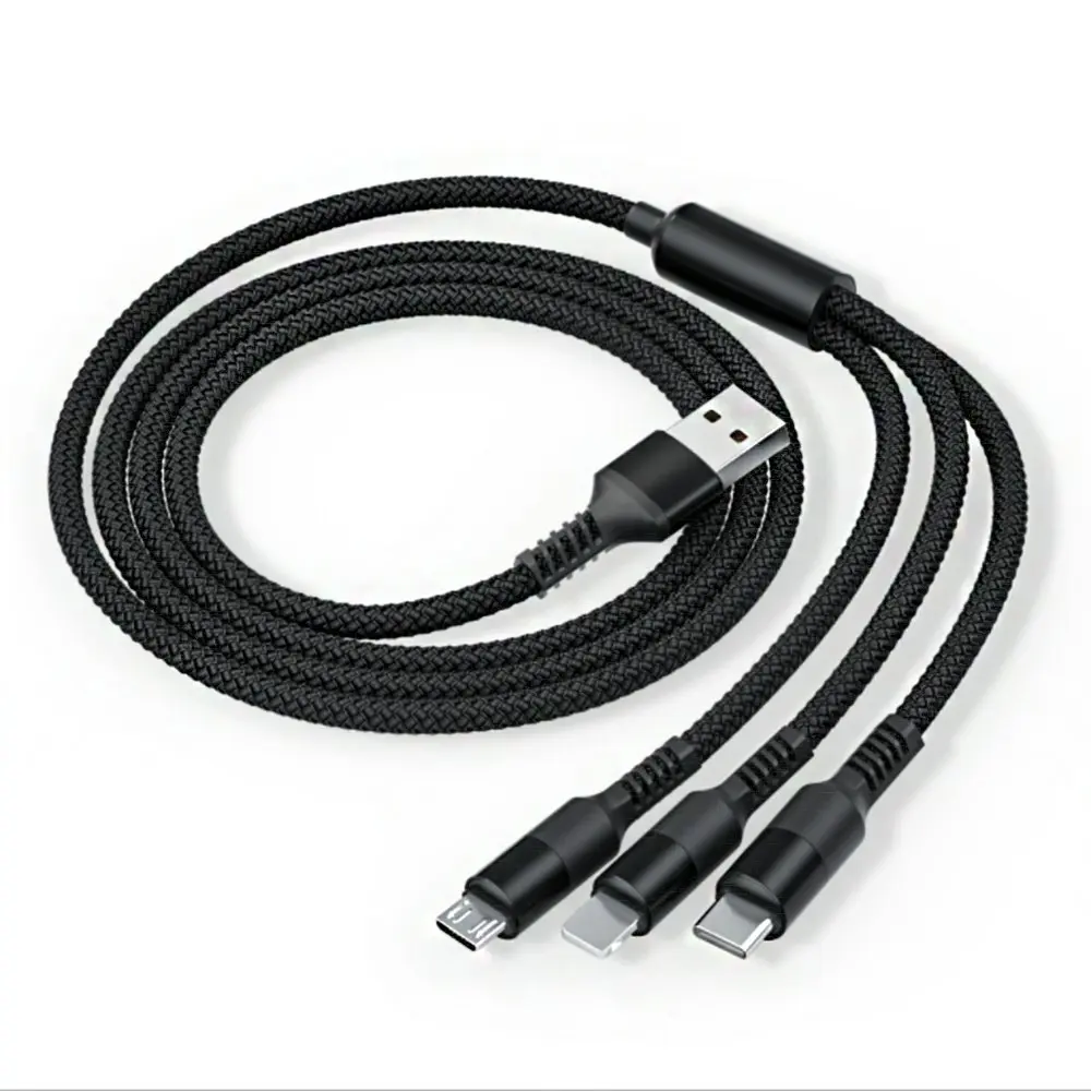 3 in 1 Fast Charge cable for iPhone, Micro USB and Type C devices - Electronics